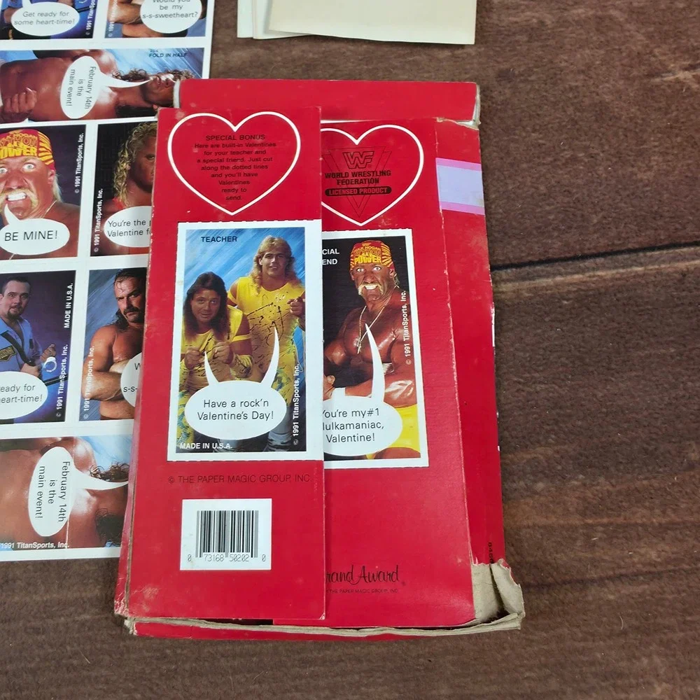 WWF Superstars Valentines Kids OS Red Good 1991 Hulk Hogan Macho Man Retro